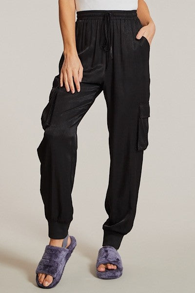 Textured satin cargo pants Miss Sparkling