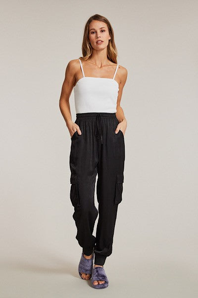 Textured satin cargo pants Miss Sparkling