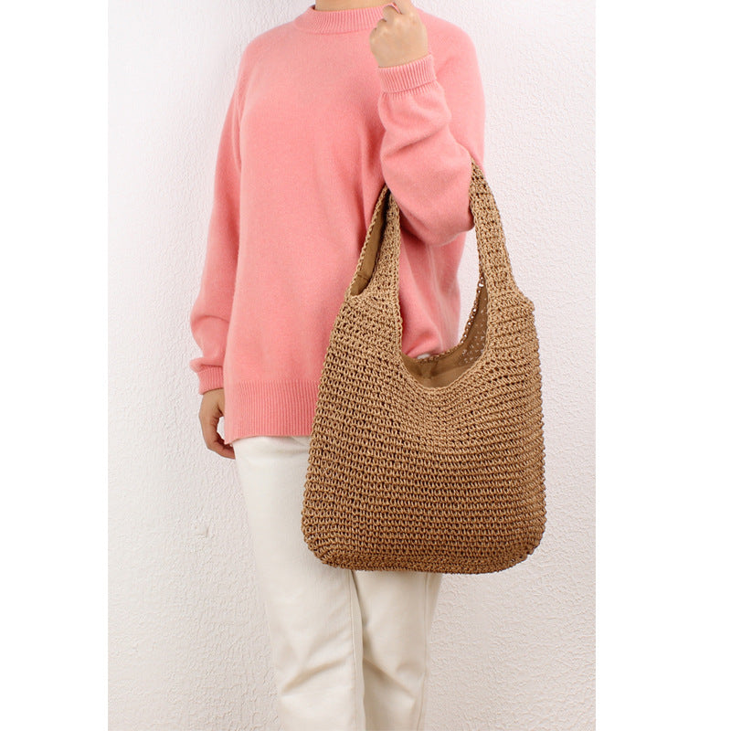 Shoulder Straw Bag Mori Hand Woven Bag Casual Large Capacity Beach Bag Bella Mia