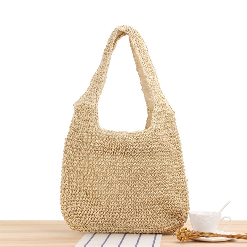 Shoulder Straw Bag Mori Hand Woven Bag Casual Large Capacity Beach Bag Bella Mia