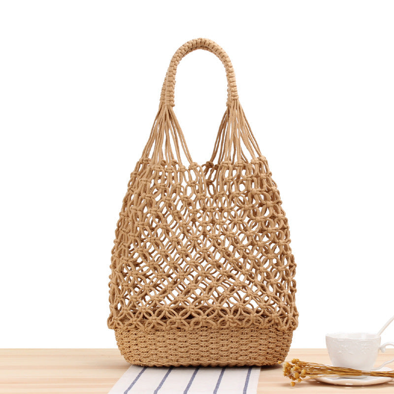 Hollow Out Cutout Shoulder Woven Bag Handmade Mesh Straw Bag Casual Forest Beach Bag Bella Mia