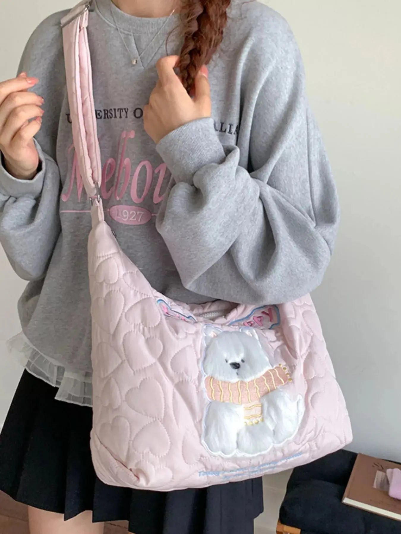 Cute Bear Applique Crossbody Bag Simply Love