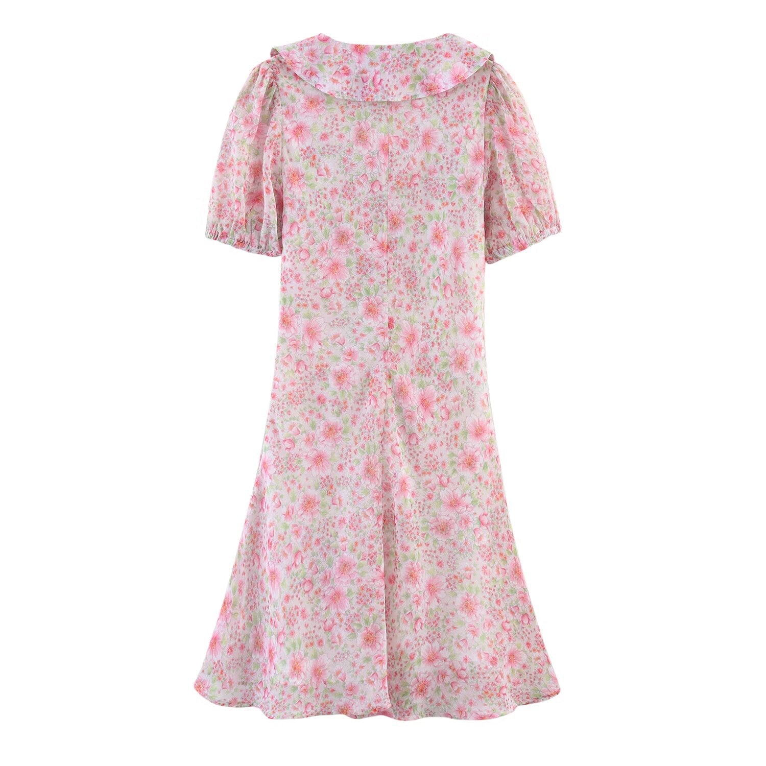 Summer Women Clothing Small round Collared Printing Short Dress