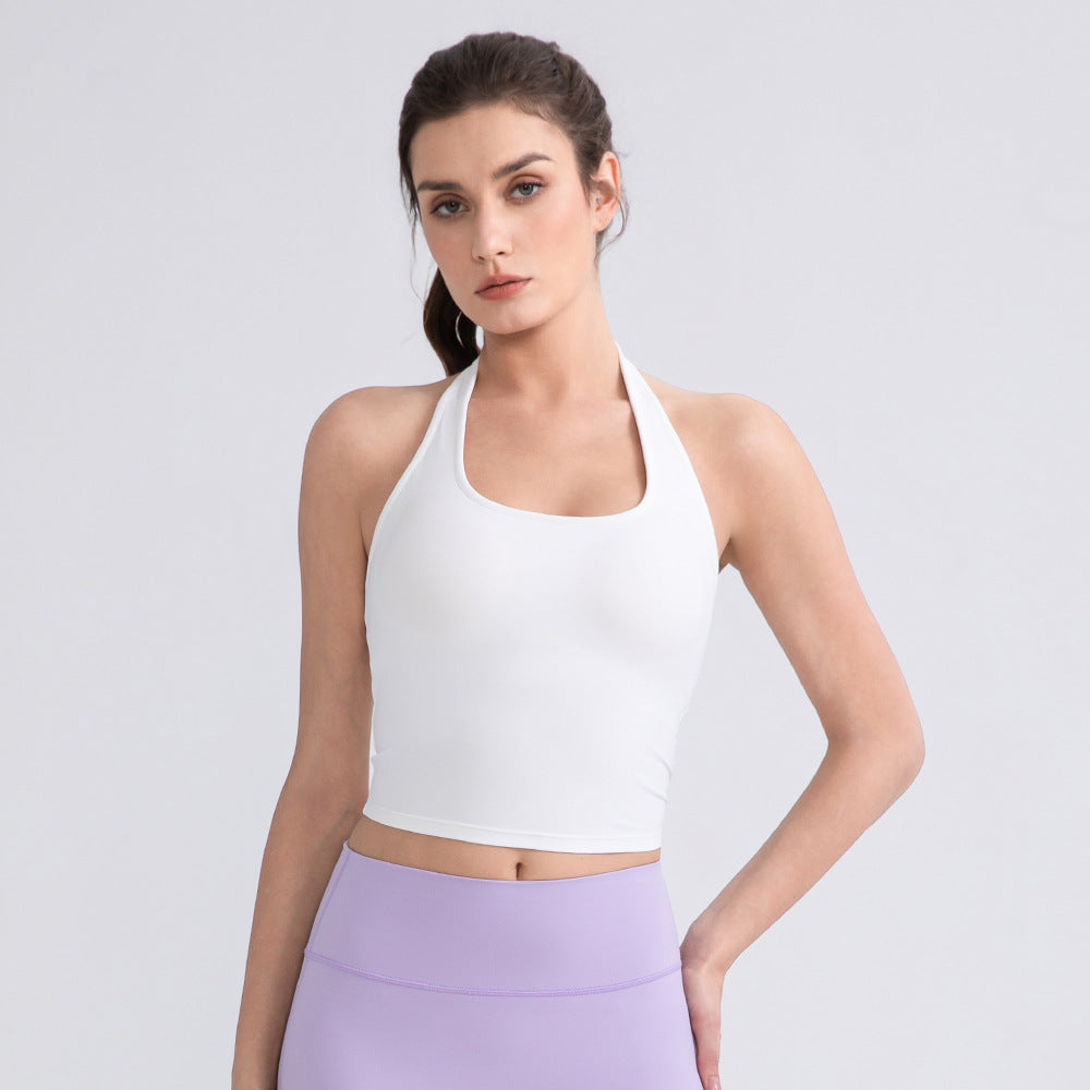 Halter Yoga Vest Naked Women Sense Sports Running Vest with Chest Pad Beauty Back Sexy Sports Top Bella Mia