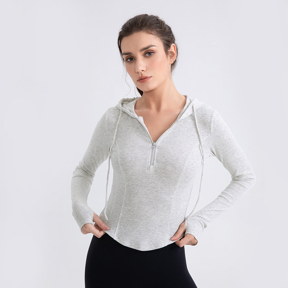 Women Cinched Hoodie Yoga Clothes Long Sleeve Slim Fit Slimming Workout Top Running Casual Sports Sweater Bella Mia