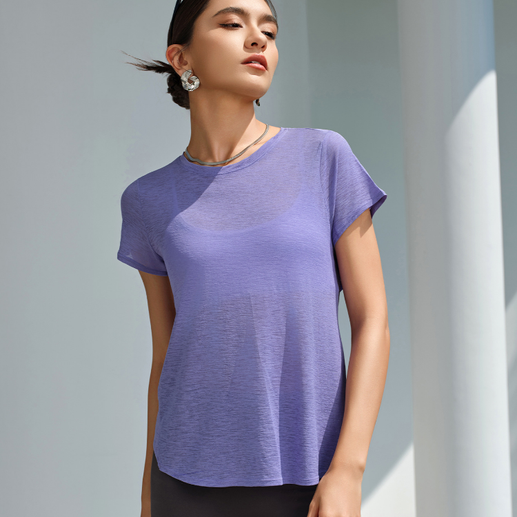 Summer Bunchy Yarn Breathable Yoga T Shirt Hollow Out Cutout out Beauty Back Sports Top Women Yoga Clothes round Neck Fitness Short Sleeve Summer Bella Mia