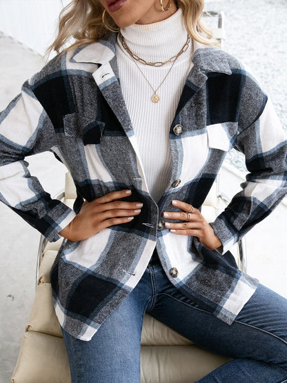 Plaid Button Up Long Sleeve Shacket.