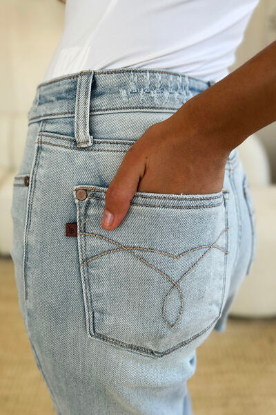 Judy Blue Full Size High Waist Distressed Straight Jeans Coco’s Tee Boutique