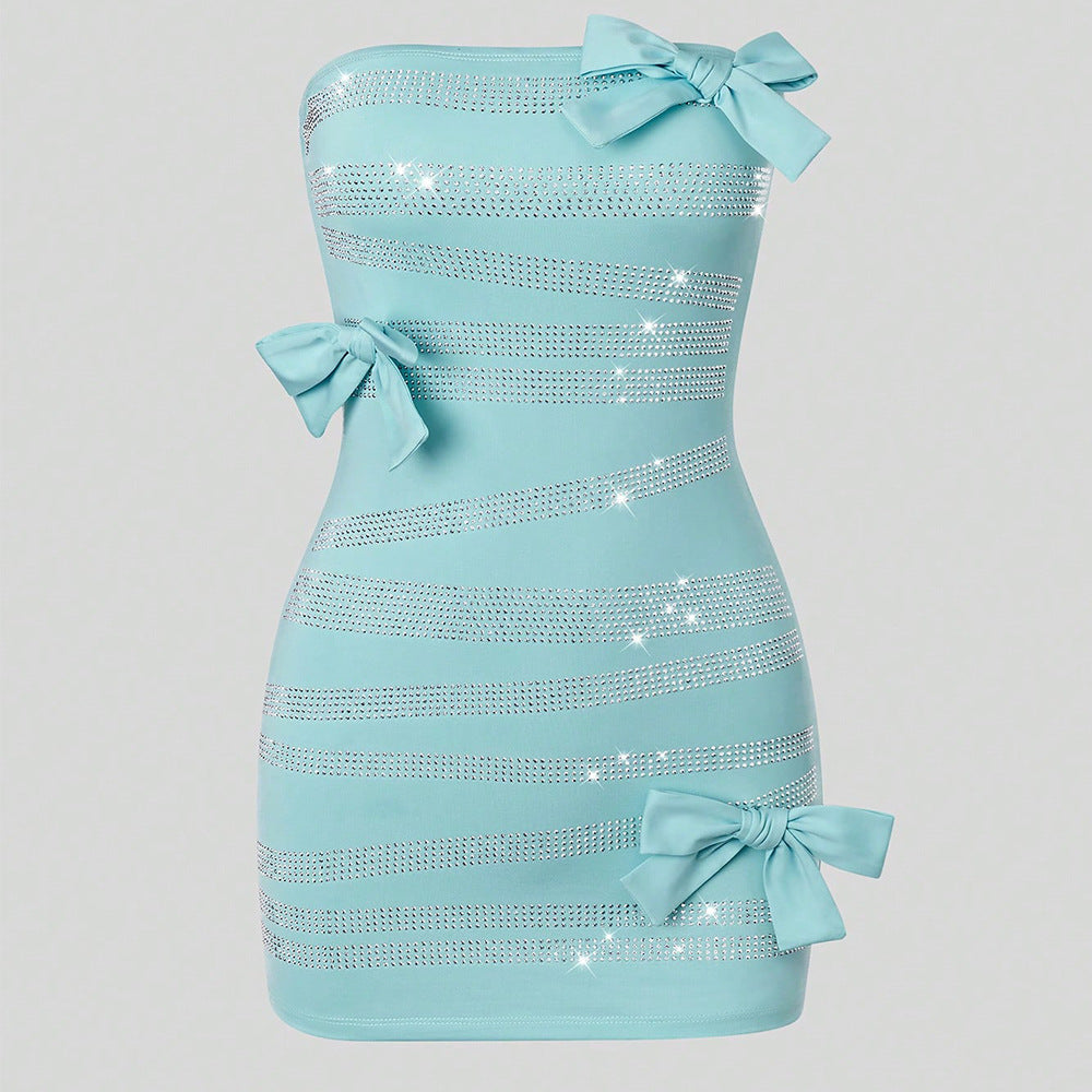 Popular off Shoulder Butterfly Rhinestone Sheath Dress Dress Milk Silk Outer Bella Mia