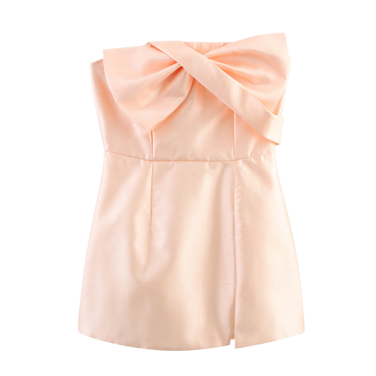 Women Clothing Summer Bowknot Decoration Cute Sexy Champagne Tube Top Cinched Waist Sheath Bella Mia