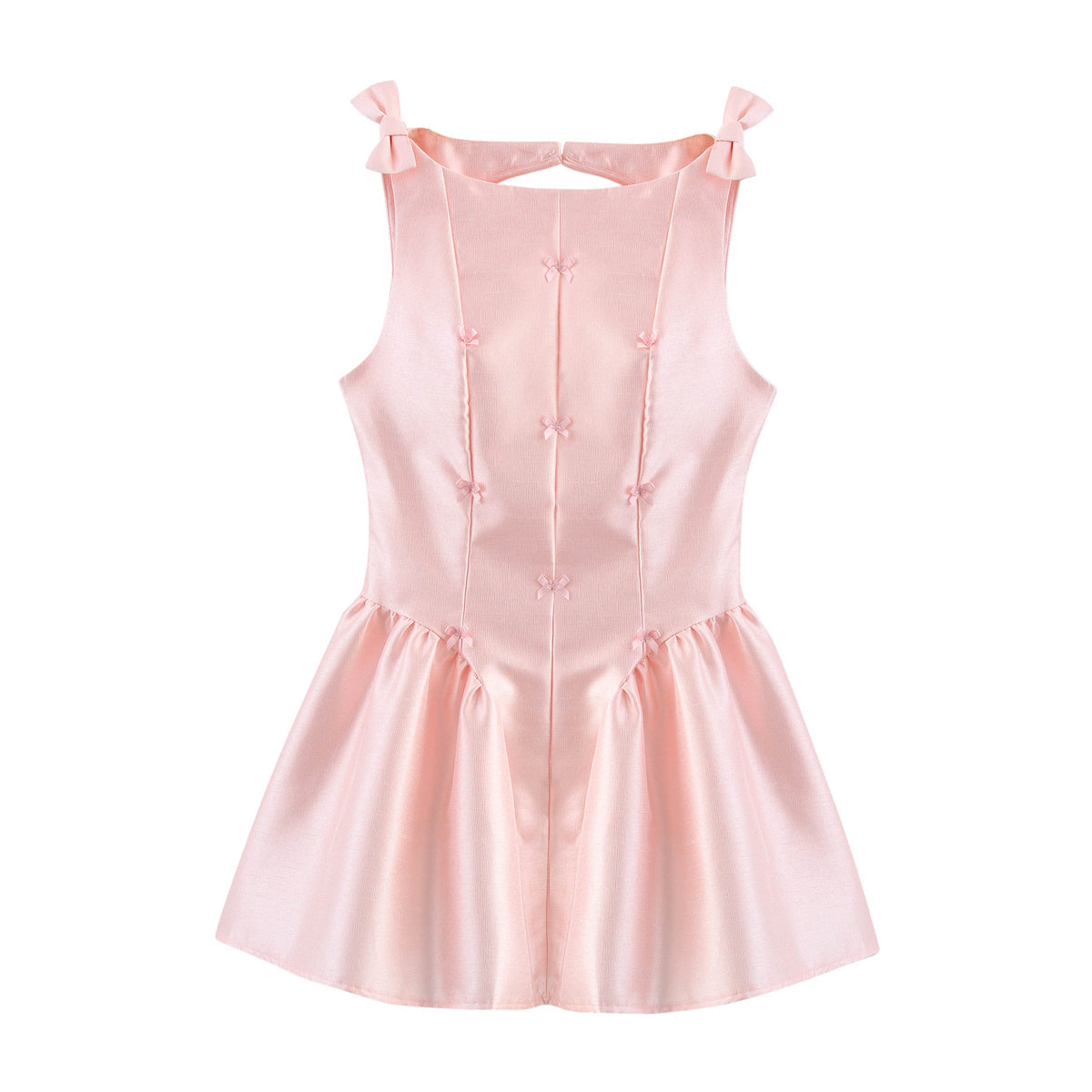 Women Clothing Summer Sexy Hollow Out Cutout Back Sleeveless Bowknot Decorative Pettiskirt Short Dress Bella Mia