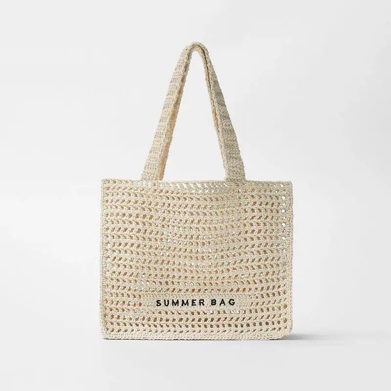 Summer Fairy Hollow Out Cutout out Straw Bag Niche One Shoulder Portable Letter Graphic Woven Bag Women Seaside Vacation Beach Bag Bella Mia