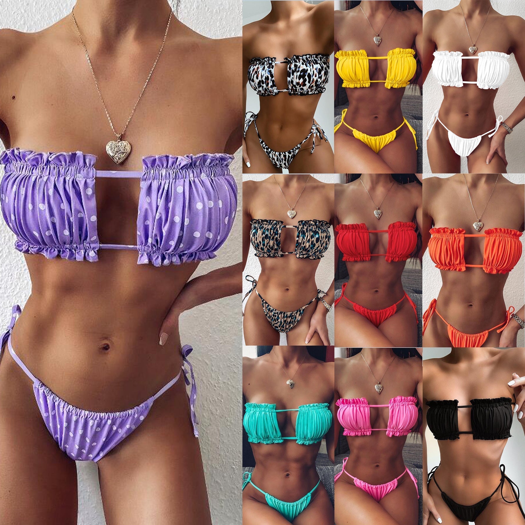 Swimsuit Sexy Pleated Hollow Out Cutout Bikini Bella Mia