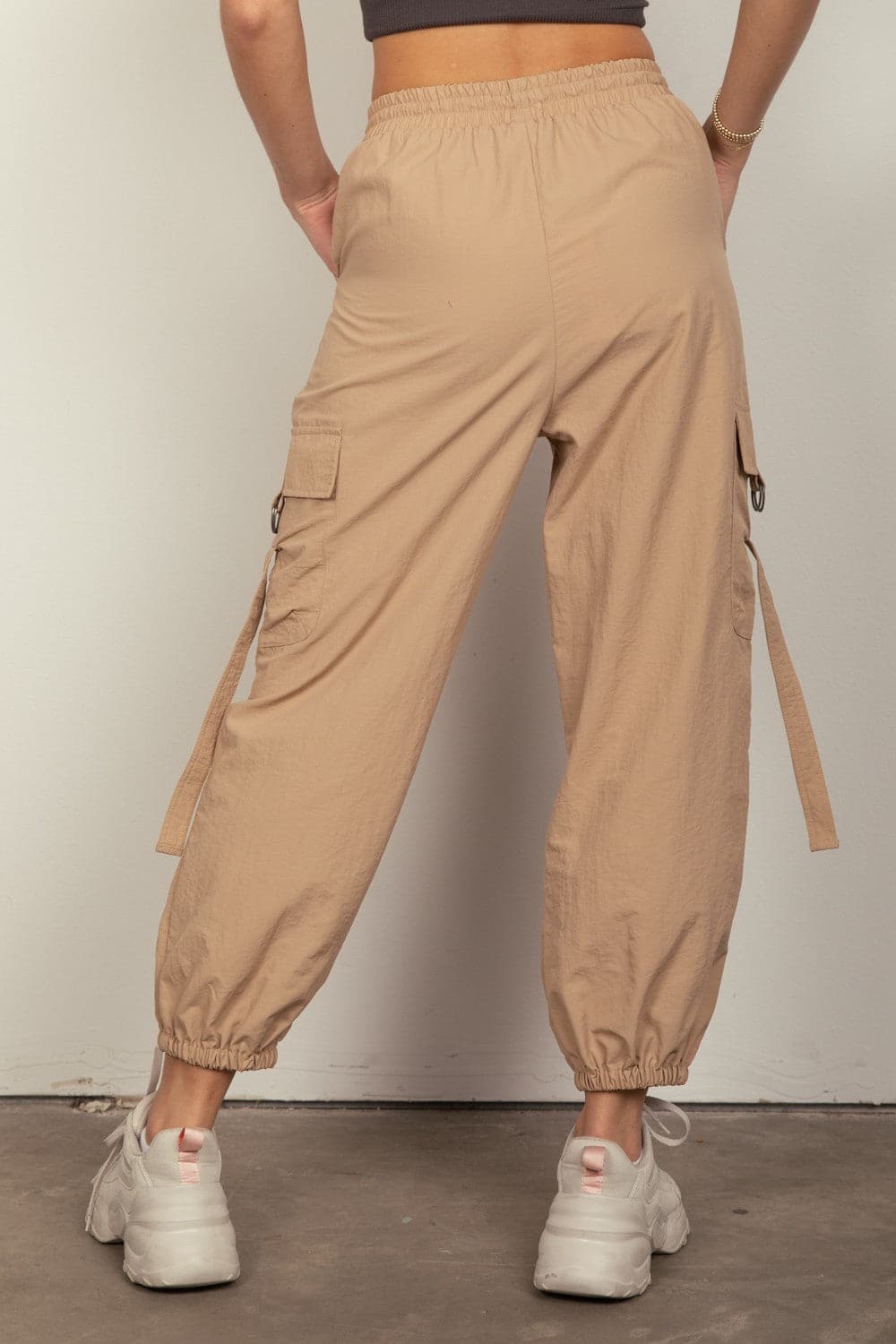 VERY J Elastic Waist Woven Cargo Pants.