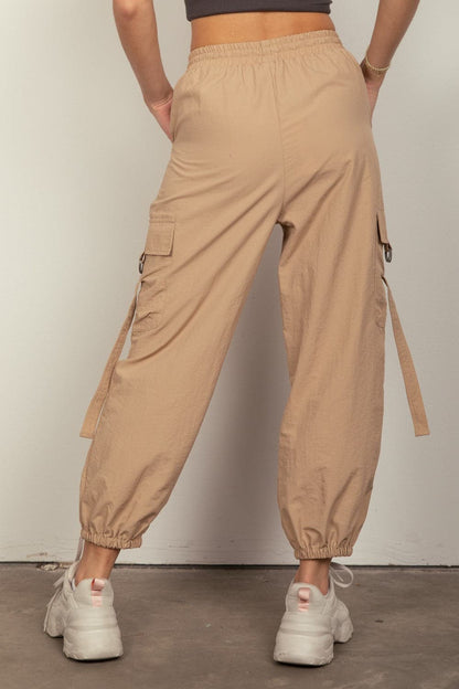 Y2K-Inspired Elastic Waist Utility Cargo Pants