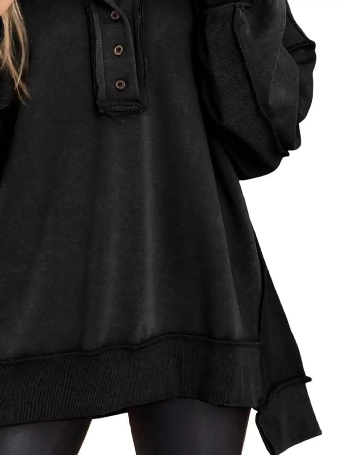 Half Snap Long Sleeve Sweatshirt Simply Love