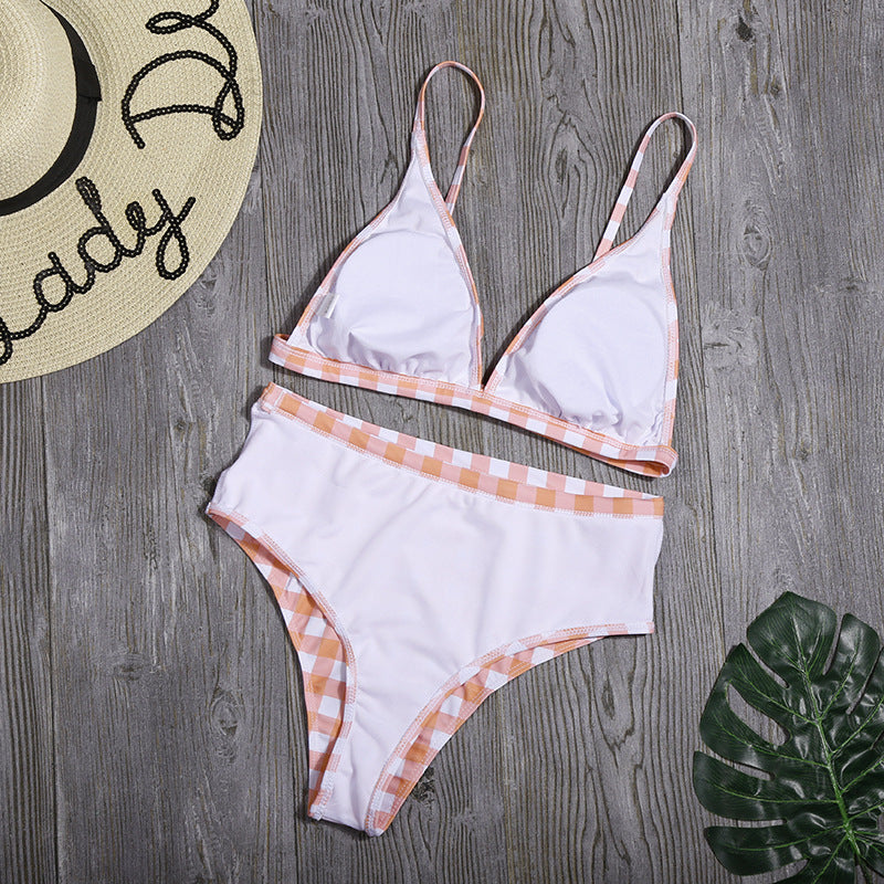 High Waist Plaid Bikini Split Swimsuit Sports Swimwear Bikini Bella Mia