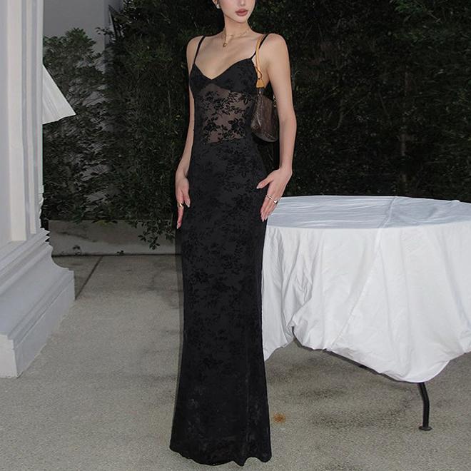 Spring Summer Women Mesh Sexy See through V neck Backless Slim Fit Sling Dress Bella Mia