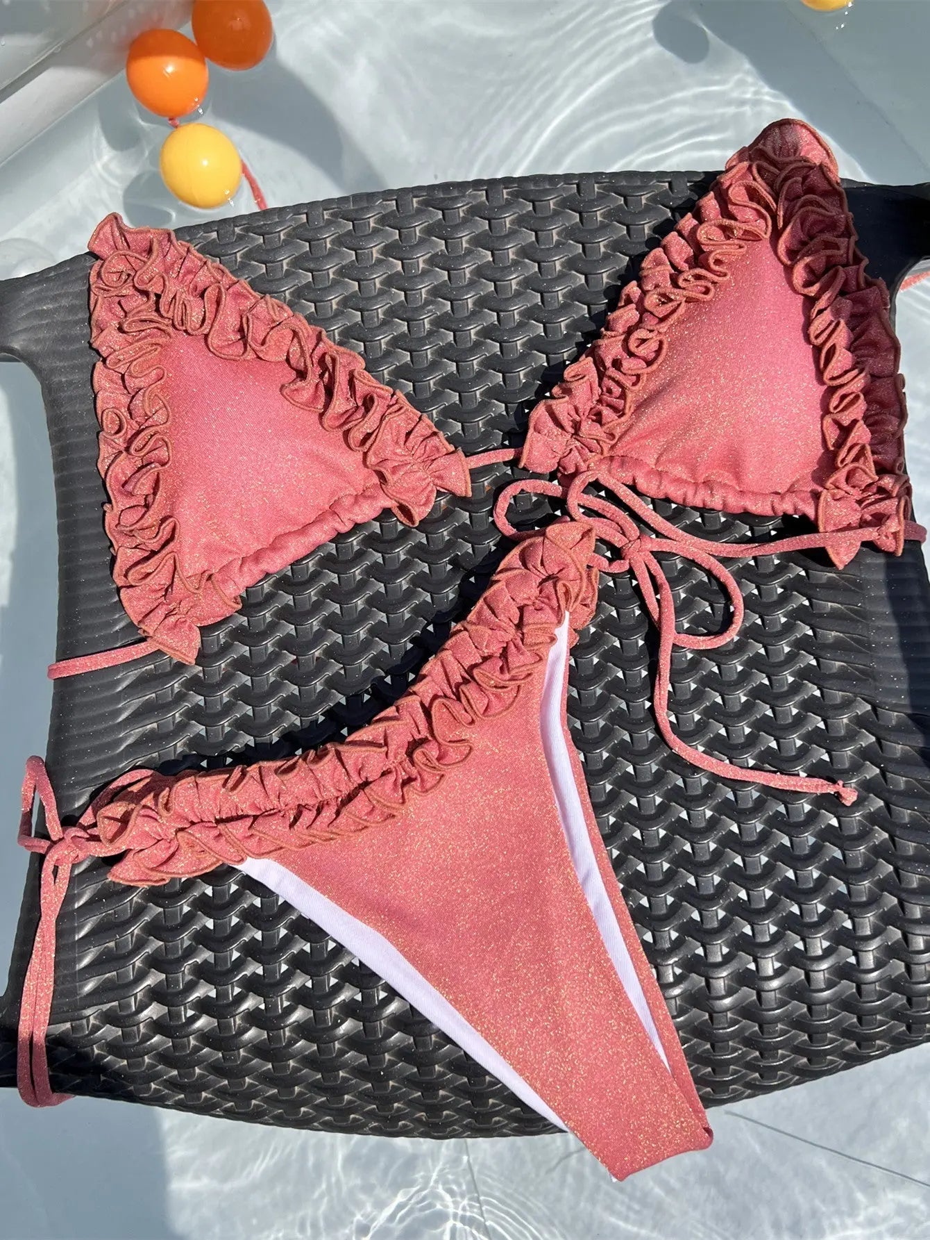 Bikini Solid Color Swimsuit Backless Swimwear Women Tied Swimsuit Sexy Bella Mia