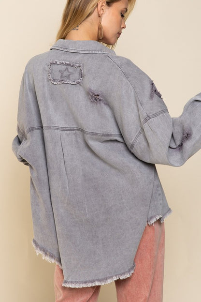 Fringe rebel oversized denim jacket