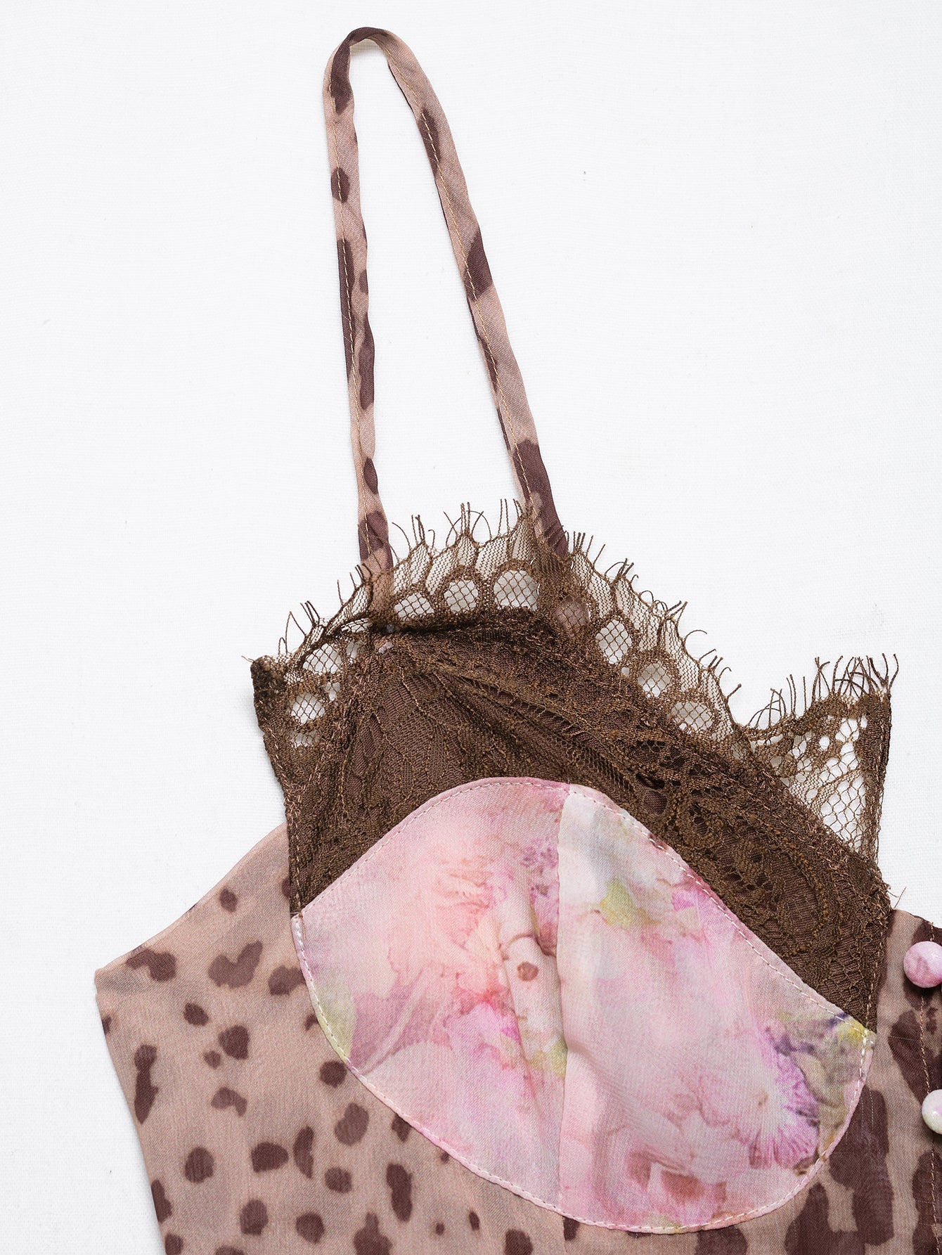 Women Clothing Color Contrast Printed Lace Slim Fit Patchwork Split Sling Dress Bella Mia