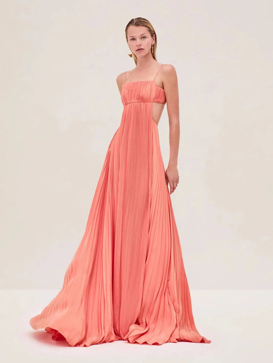 Women Summer Cami Dress Sexy Pleated Backless Dress Bella Mia