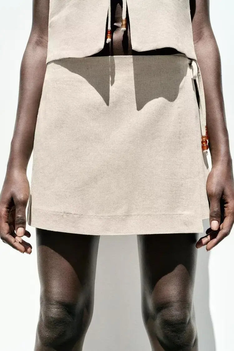 Summer Women Beaded Vest And Shorts Set Sleeveless Casual Outfit Bella Mia