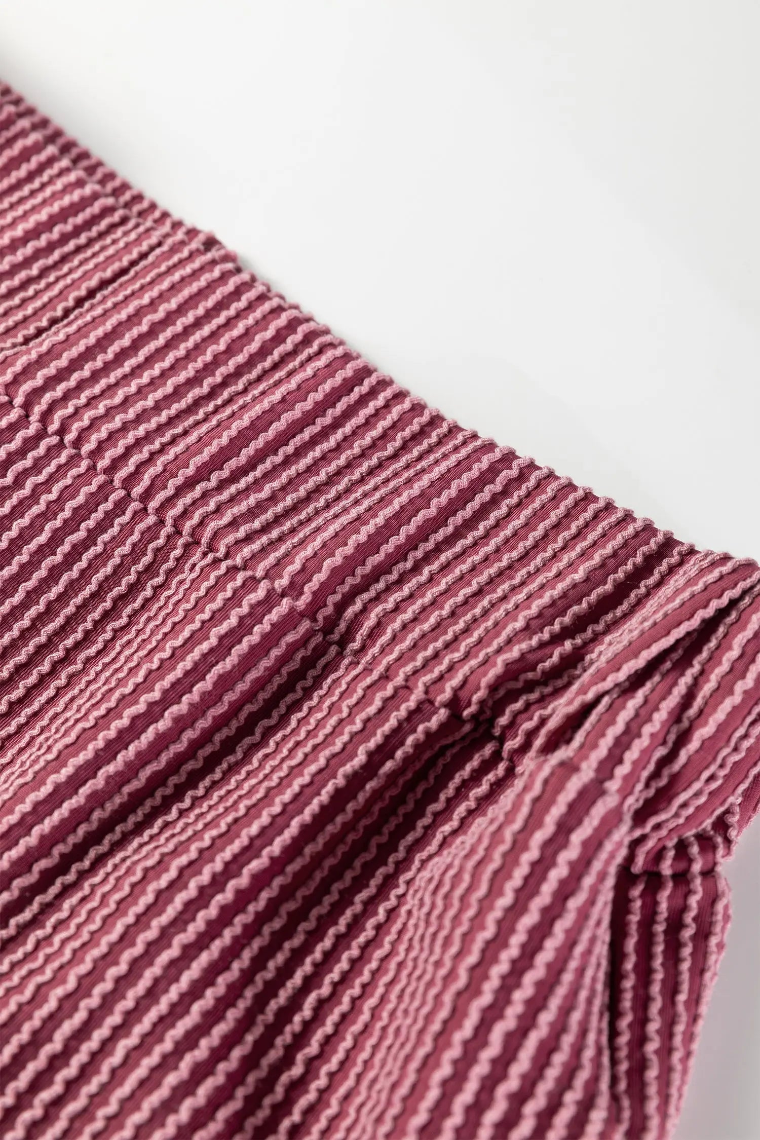 Burgundy Twisted Ribbed High Neck Tee and Elastic Waist Pants Set Dear-Lover Dropshipping