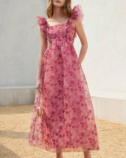 Summer French Tight Waist Small Fly Sleeve Length Dress Bella Mia