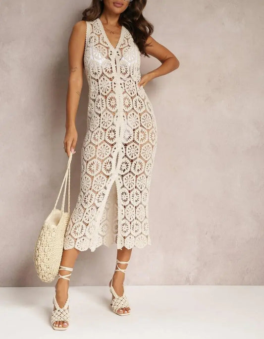 Women Crochet Openwork Blouse With A Stylish Bohemian Style Cardigan Bella Mia