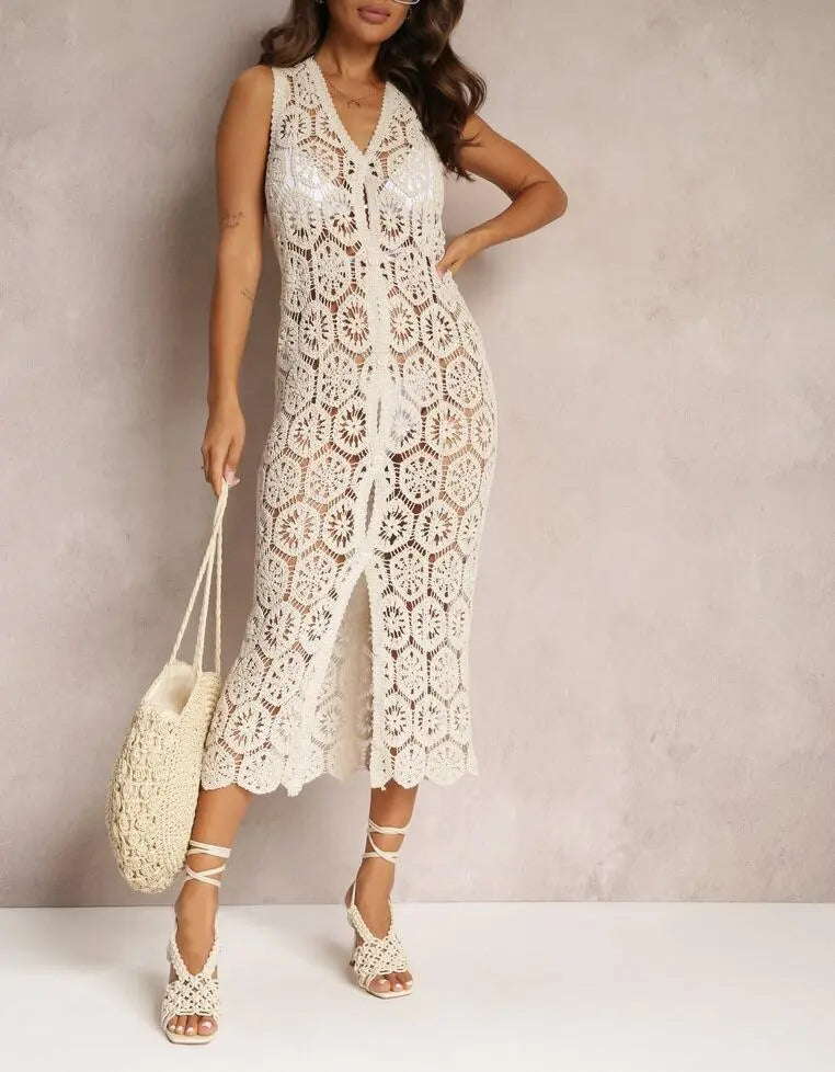 Women Crochet Openwork Blouse With A Stylish Bohemian Style Cardigan Bella Mia