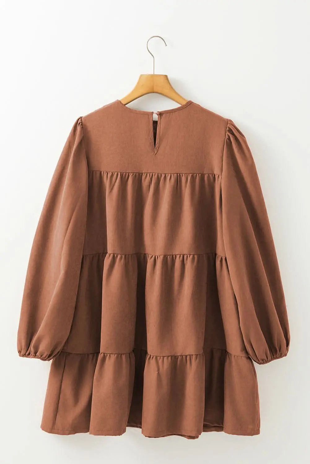 Chestnut Floral Lace Crochet Tiered Ruffled Mini Dress - Love Salve 