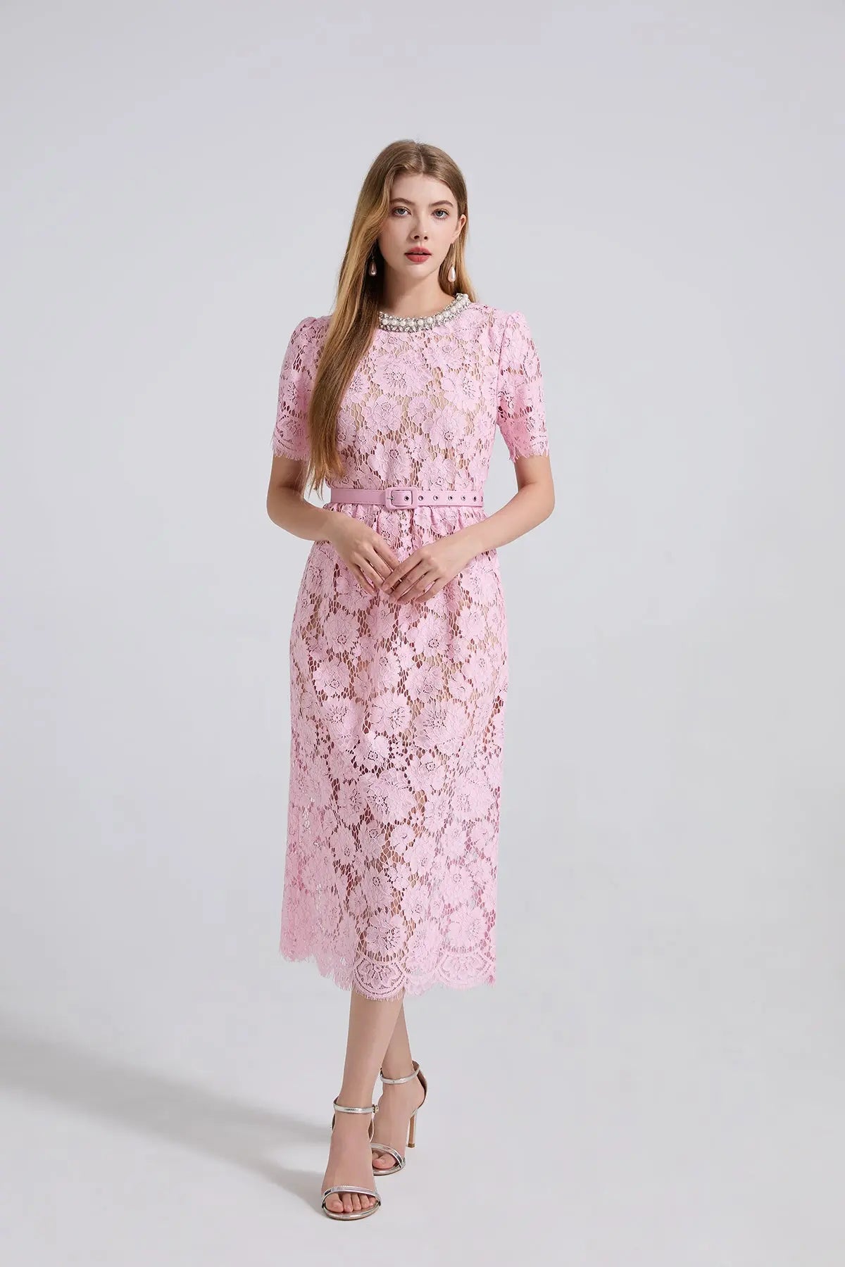 Women Spring Summer Lace Round Neck Dress Bella Mia