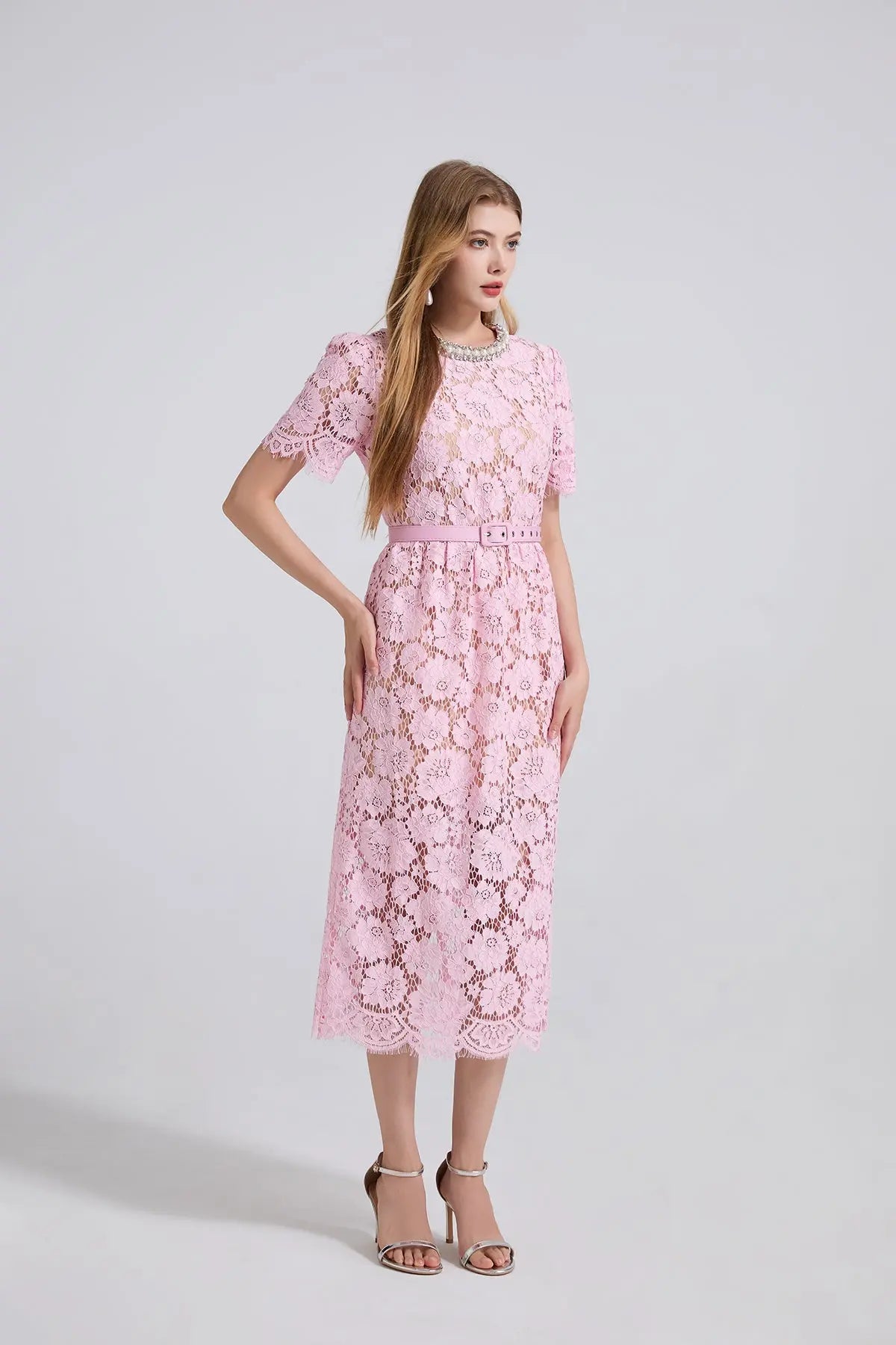 Women Spring Summer Lace Round Neck Dress Bella Mia