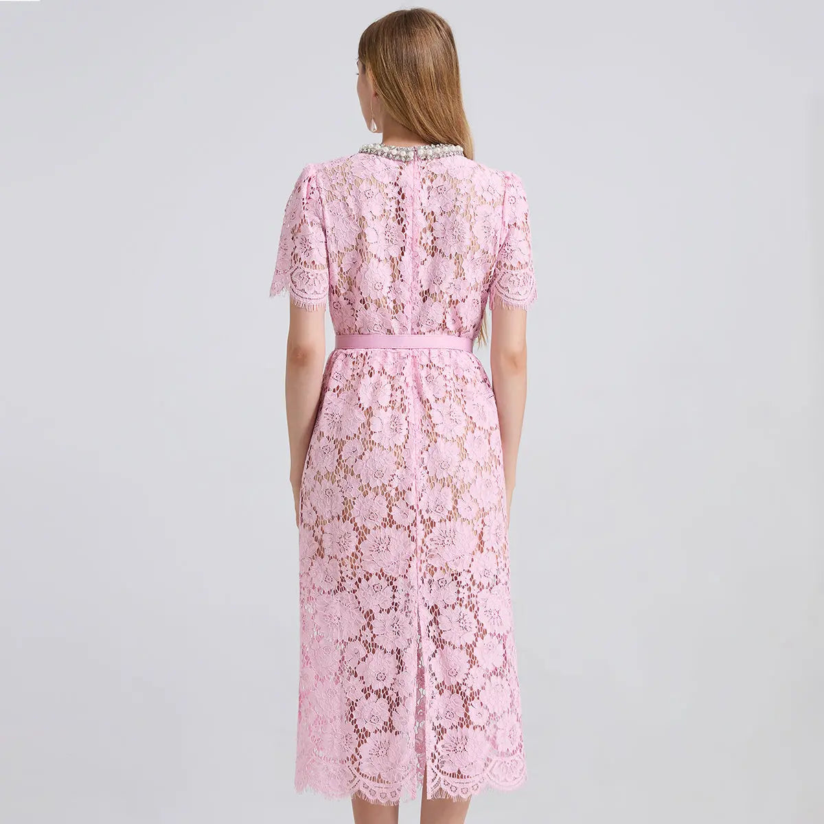 Women Spring Summer Lace Round Neck Dress Bella Mia