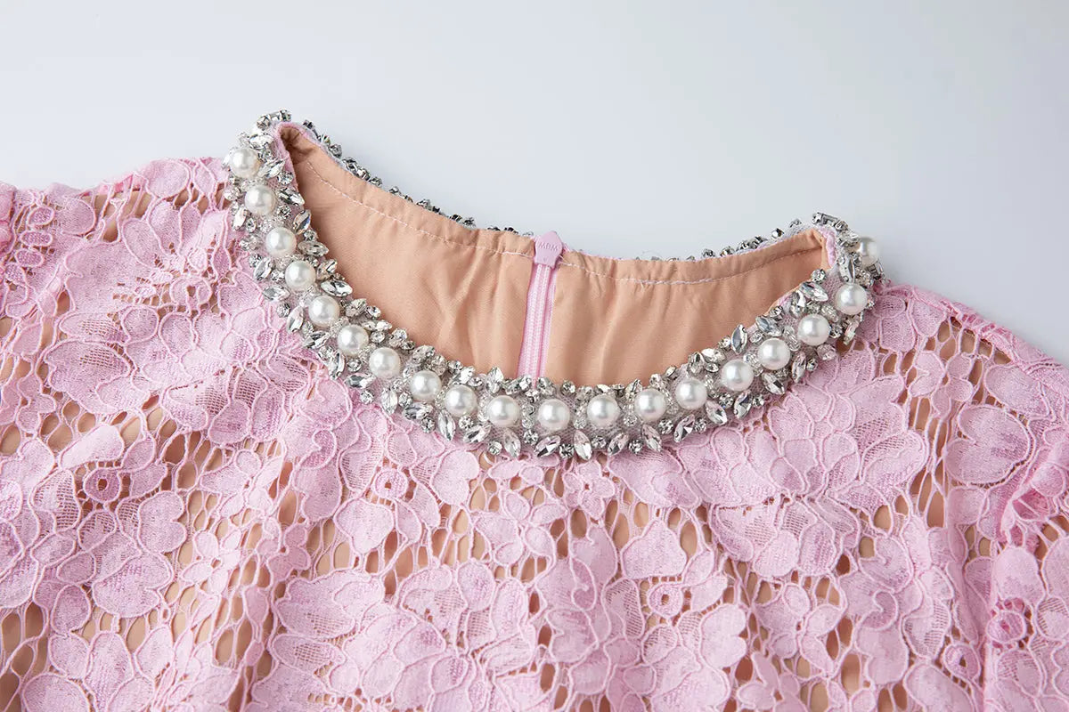 Women Spring Summer Lace Round Neck Dress Bella Mia