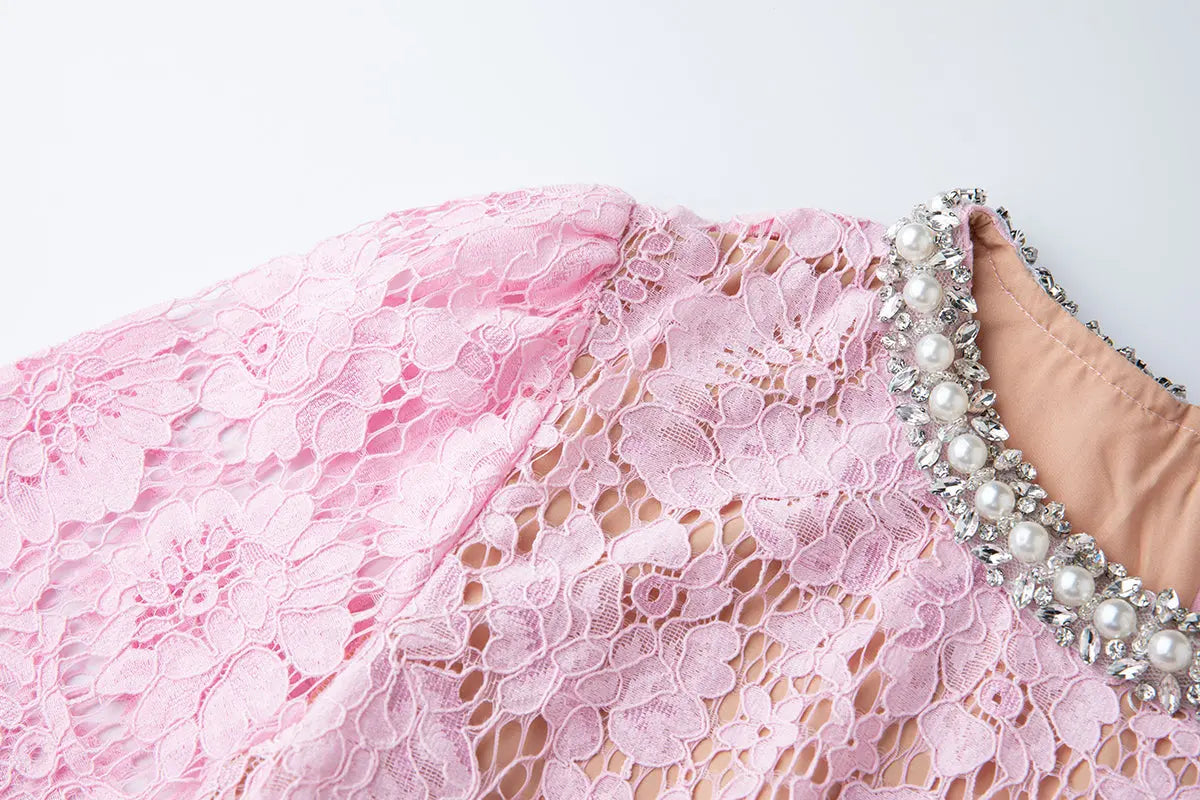 Women Spring Summer Lace Round Neck Dress Bella Mia