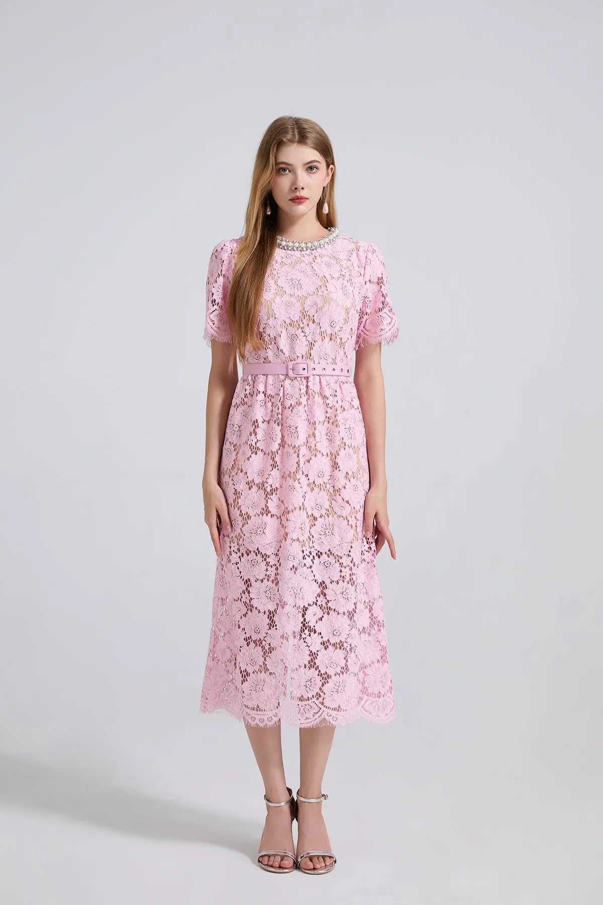 Women Spring Summer Lace Round Neck Dress Bella Mia