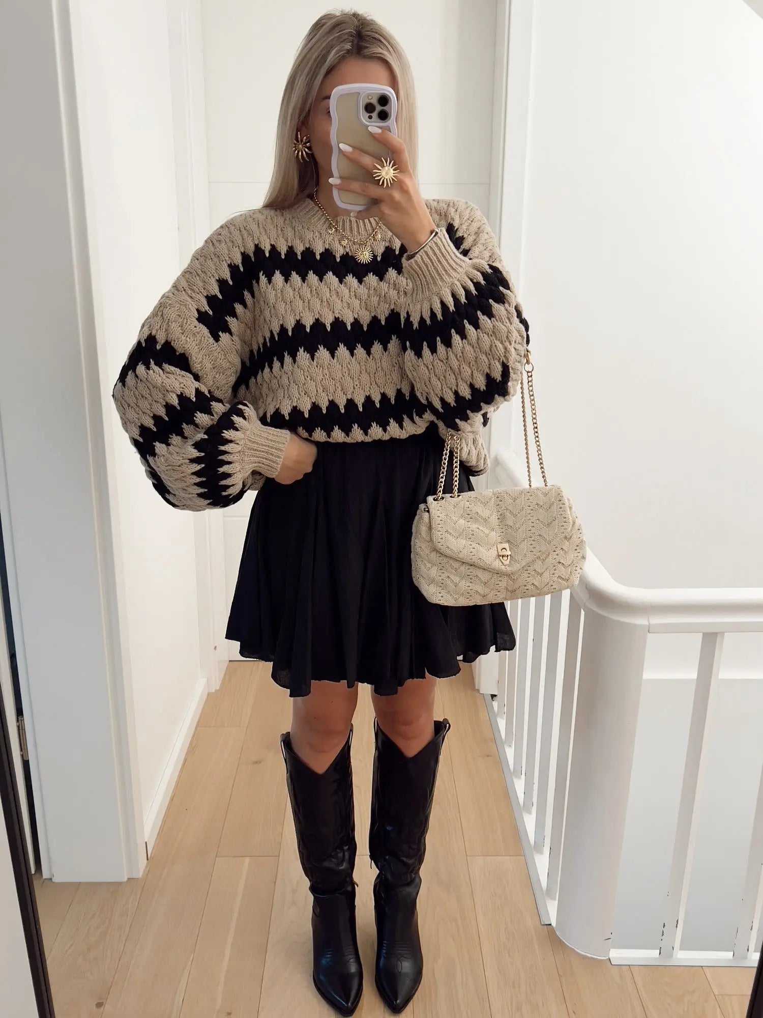 Autumn Winter Women Knitted Pullover Striped Trendy Loose Sweater Bella Mia