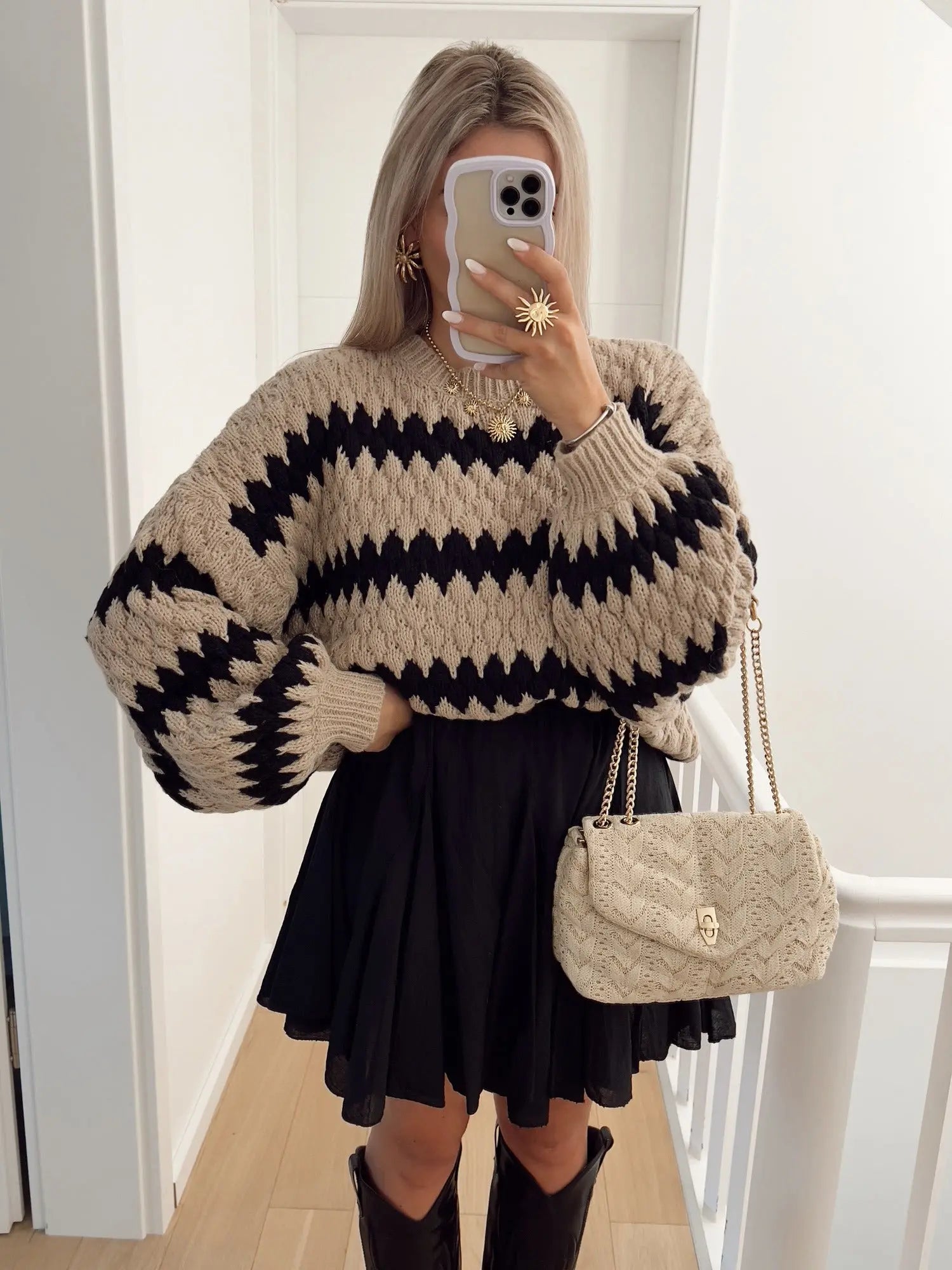Autumn Winter Women Knitted Pullover Striped Trendy Loose Sweater Bella Mia