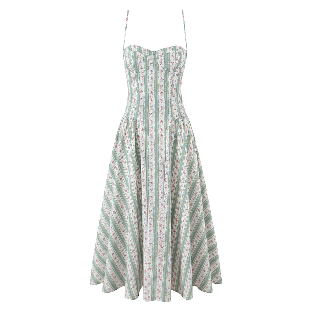 Gentle Green Shivering Sling Dress Women Summer Waist Tight Seaside Vacation Beach Dress