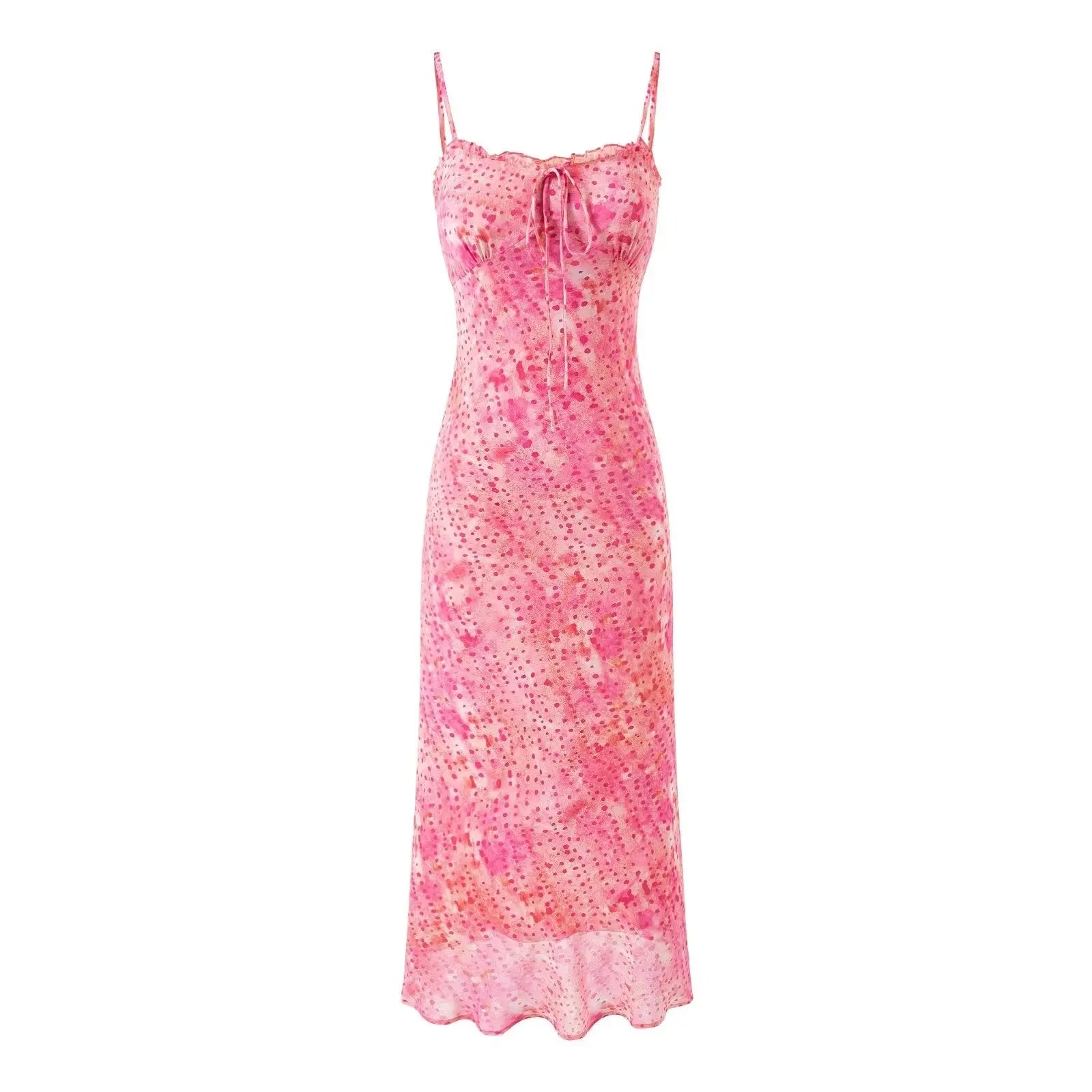 Sweet Elegant Floral Bow Suspenders Dress Women Spring Summer Slim Fit Slim Fit Mid Length Dress Bella Mia