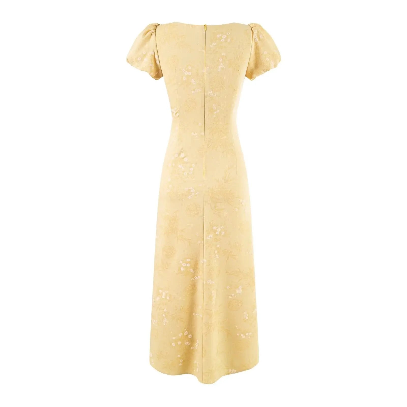 Summer French Gentle Elegant Jacquard Drawstring Waist Controlled Slimming Maxi Dress Bella Mia