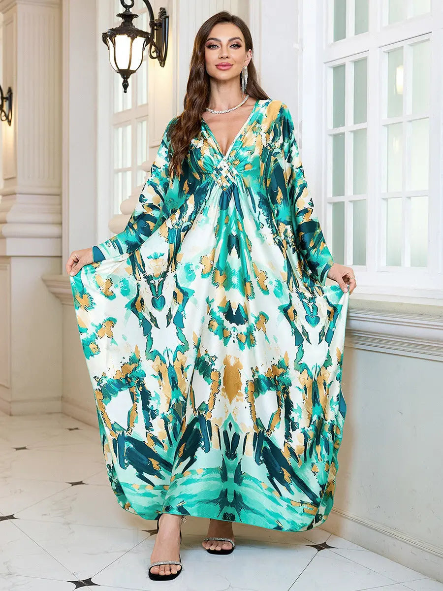 Boho Tropical Printed Maxi Beach Dress For Women Loose Fit Cover Up Bella Mia