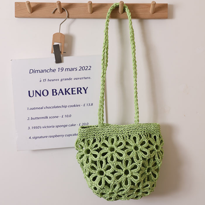 Hollow Out Cutout Floral Shoulder Straw Bag Summer Handmade Straw Bag Woven Bag Vacation Beach Bag Women Bag Bella Mia