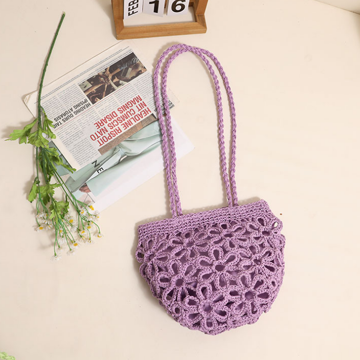 Hollow Out Cutout Floral Shoulder Straw Bag Summer Handmade Straw Bag Woven Bag Vacation Beach Bag Women Bag Bella Mia