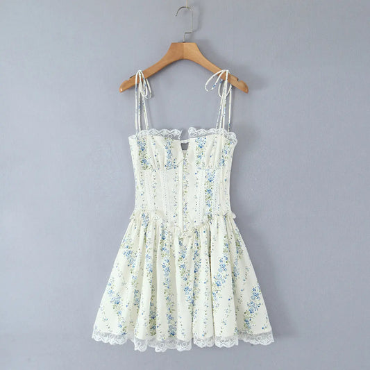 Women Clothing Sexy Sexy Lace Stitching Printing Waist Tight Dress Bella Mia