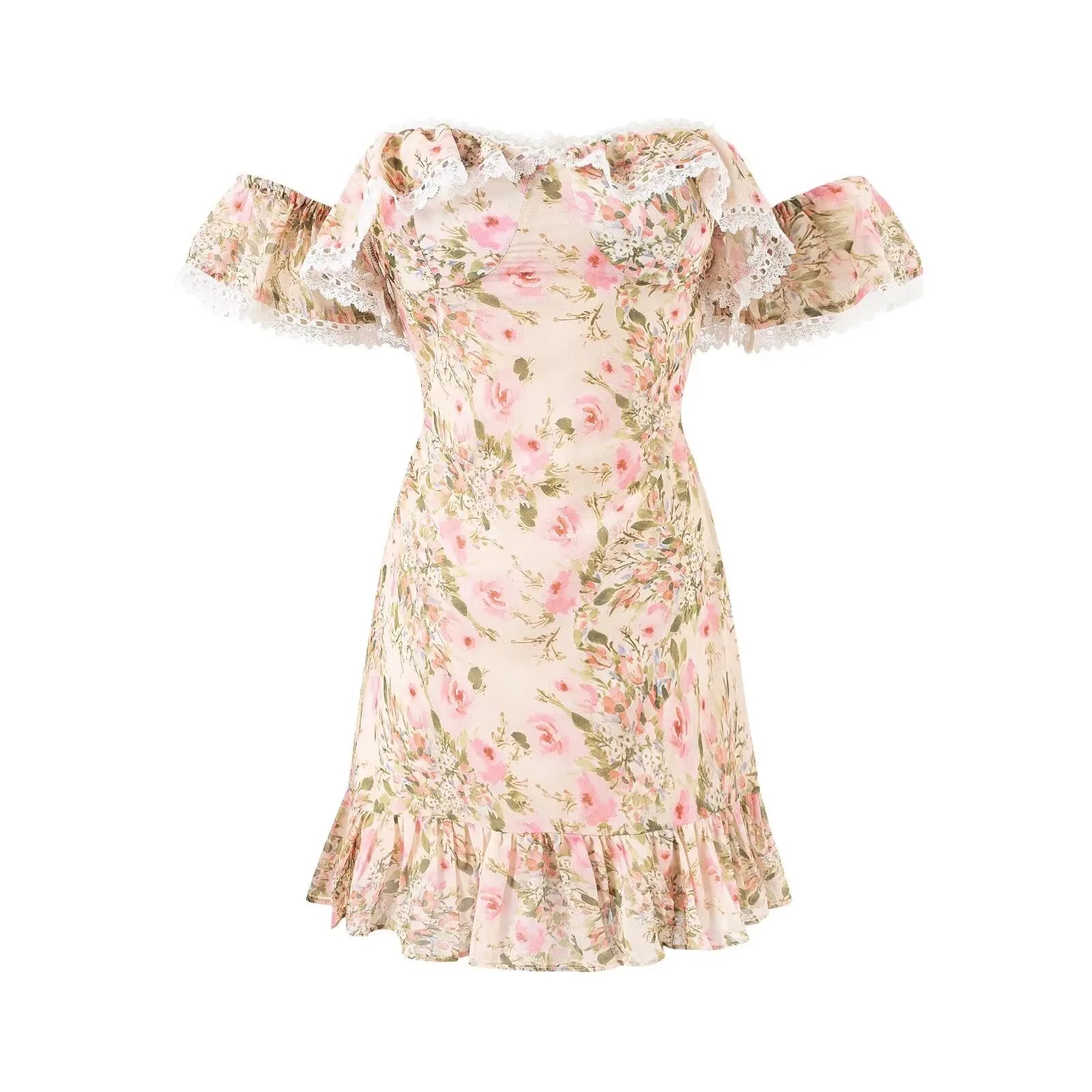 Summer Pure Lace Floral Slim Fitting Hip Dress Bella Mia