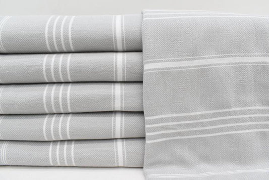 Monaco Light Gray Turkish Towel 100% Natural Cotton 40 Inch by 70 Inch Versatile Use Beach Bath Scarf Picnic Blanket Quick Drying - Love Salve 