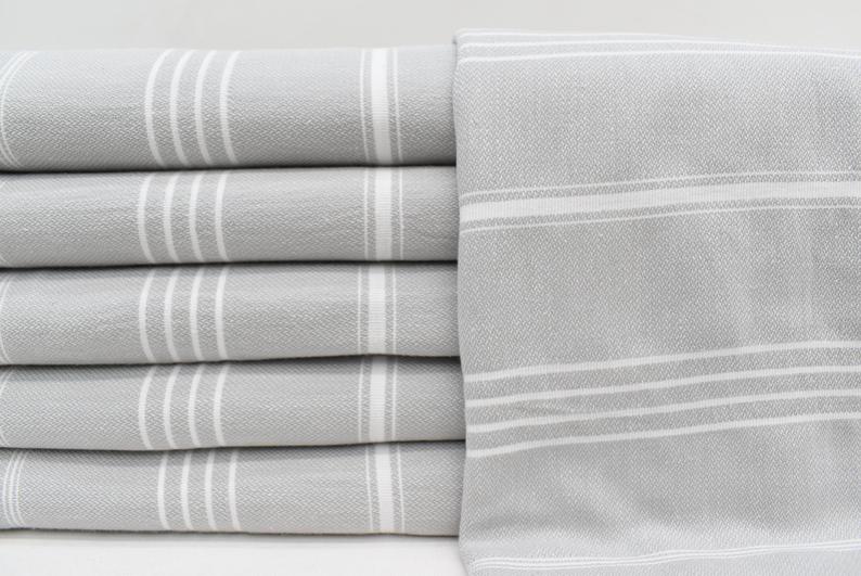 Monaco Light Gray Turkish Towel 100% Natural Cotton 40 Inch by 70 Inch Versatile Use Beach Bath Scarf Picnic Blanket Quick Drying - Love Salve 